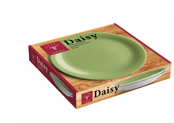 Daisy olive - 2 Stk. Teller 19,3cm. in Geschenkverpackung